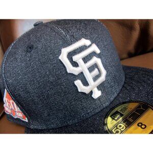 San Francisco Giants Dark Blue Black Denim New Era 59FIFTY 5950 Fitted Cap 8 hat